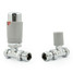 M-TRV-075-ST-CS - Exeter Modern TRV Chrome & Silver Towel Radiator Valves With Sleeves M-TRV-075-ST-CS - Exeter Modern TRV Chrome & Silver Towel Radiator Valves With Sleeves